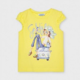 Koszulka z krótkim rękawkiem dla dziewczynek Mayoral 3013-77 żółta