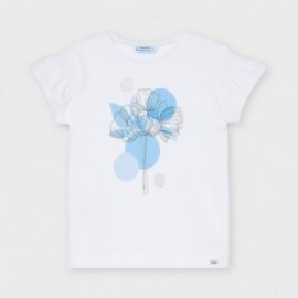 Koszulka z krótkim rękawkiem dla dziewczyn Mayoral 3003-84 Biała/błękitna