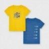 Komplet koszulek z krótkim rękawkiem chłopięcy Mayoral 3045-81 żółty/niebieski