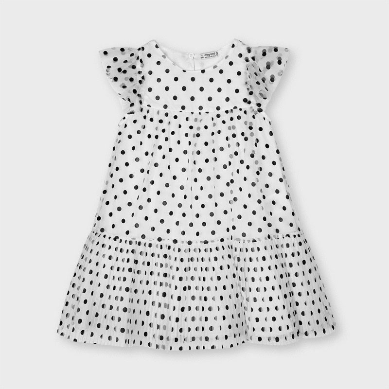 Sukienka w groszki dziewczęca Mayoral 3927-53 Biały/Czarny