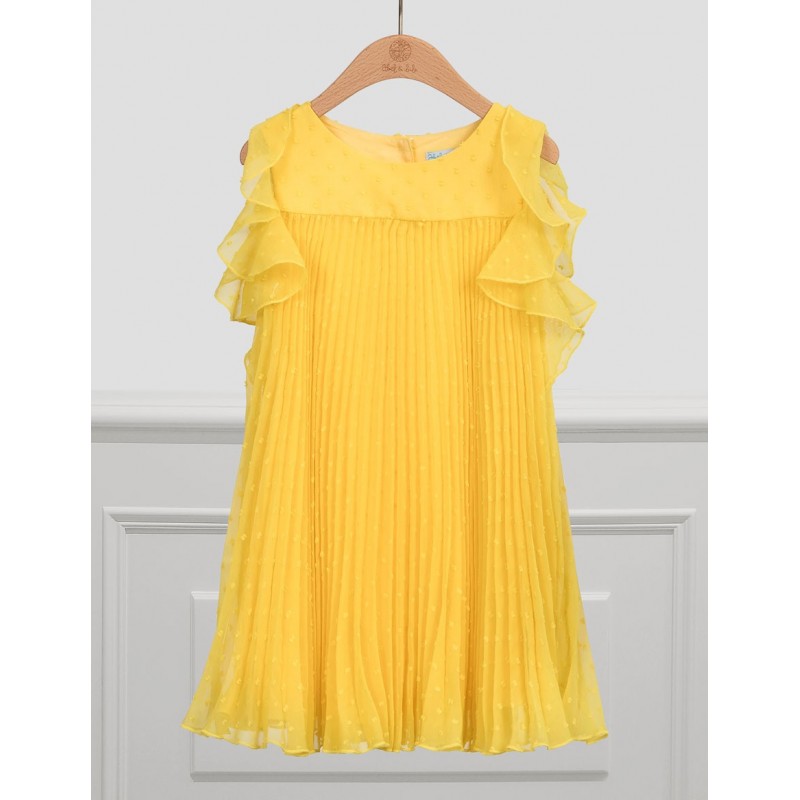 Sukienka plisowana dla dziewczynki Abel & Lula 5036-60 Żółty