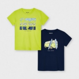Komplet koszulek z krótkim rękawkiem dla chłopców Mayoral 3033-72 Granat/Limonka