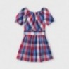 Sukienka w kratkę dziewczęca Mayoral 3948-3 czerwony/niebieski