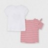 Komplet 2 koszulek z krótkim rękawem dla dziewczyn Mayoral 3009-28 biały/czerwony