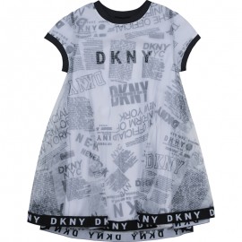 Sukienka dla dziewczynek DKNY D32785-N50 kolor biało-czarny