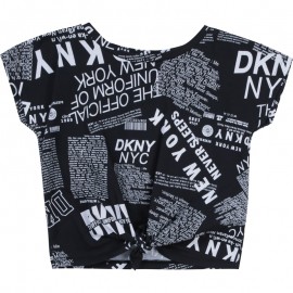 Koszulka z wiązaniem dziewczęca DKNY D35R30-M41 kolor czarny