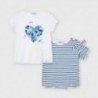 Komplet 2 koszulek z krótkim rękawem dla dziewczyn Mayoral 3009-27 Biały/Granat