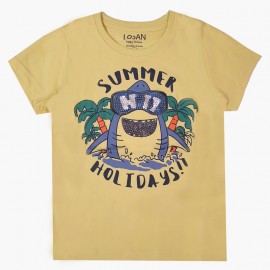 Koszulka z cekinami chłopięca Losan 115-1211AL-020 kolor Limonka