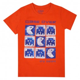 Koszulka z cekinami chłopięca Losan 115-1211AL-189 kolor Pomarańczowy