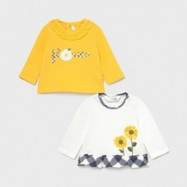Komplet koszulek dla dziewczynek Mayoral 1073-54 biały/żółty