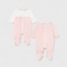 Komplet pajacyków bawełnianych dla dziewczynek Mayoral 1605-65 Różowy/biały
