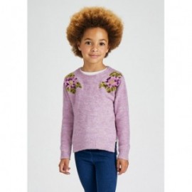 Mayoral 11-04371-025 Sweter z haftem dla dziewczynek 4371-25 fioletowy