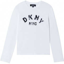 DKNY D35R57-10B Koszulka z długim rękawem dziewczęca kolor biały