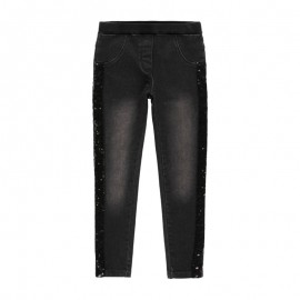 Spodnie jeansowe dla dziewczynki Boboli 433010-BLACK kolor czarny