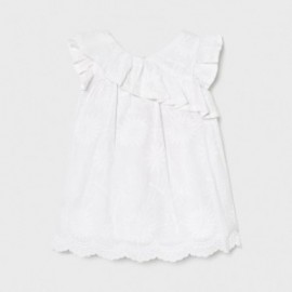 Sukienka z haftem dziewczęca Mayoral 1990-35 Biały