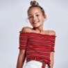 Bluzka w paski dla dziewczyny Mayoral 6003-2 kolor czerwony
