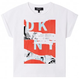 DKNY D35S03-N79 Koszulka z krótkim rękawem dziewczęca kolor biały/czerwony