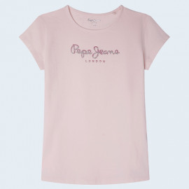 Pepe Jeans Koszulka HANA GLITTER S/S junior dziewczyna PG501567-315 różowy