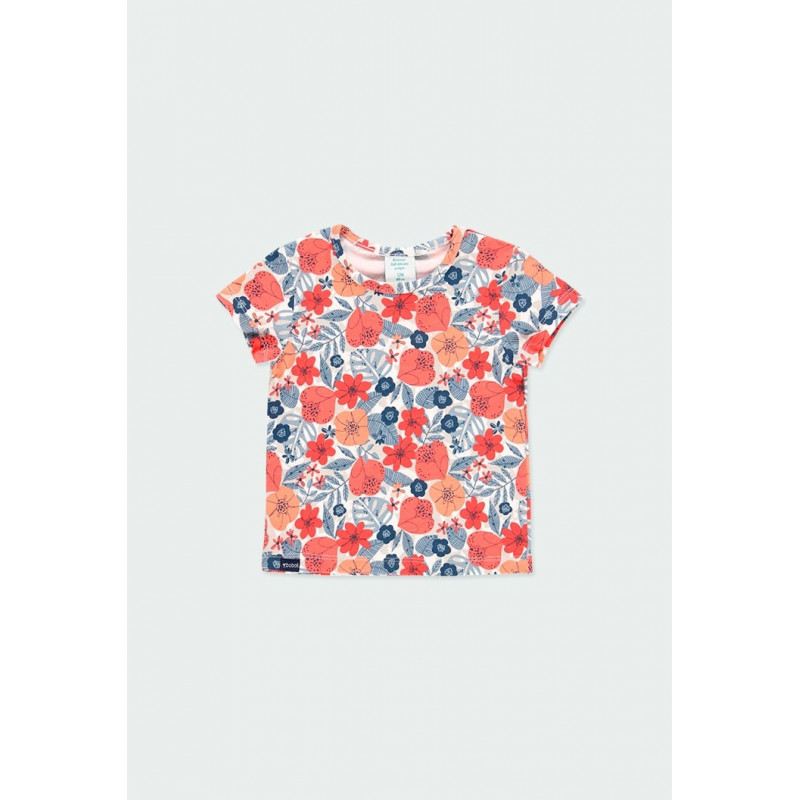 Koszulka w kwiaty dla dziewczynki Boboli 204073-9819 kolor pomarańcz