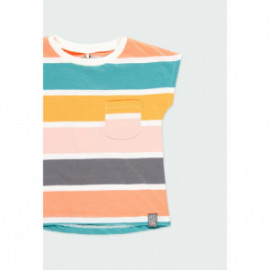 Koszulka w paski dla dziewczynki Boboli 464026-9755 kolor pomarańczowy