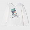 Mayoral 4025-52 Koszulka z długim rękawem dziewczęca kolor krem/turkus