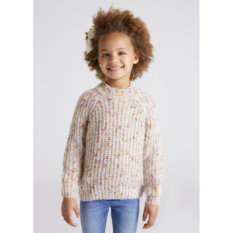 Mayoral 4307-89 Sweter dla dziewczynki kolor krem/pomarańcz