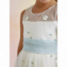 Abel & Lula 5035-4 Sukienka elegancka tiul z haftem dziewczynka kolor ecru-anise
