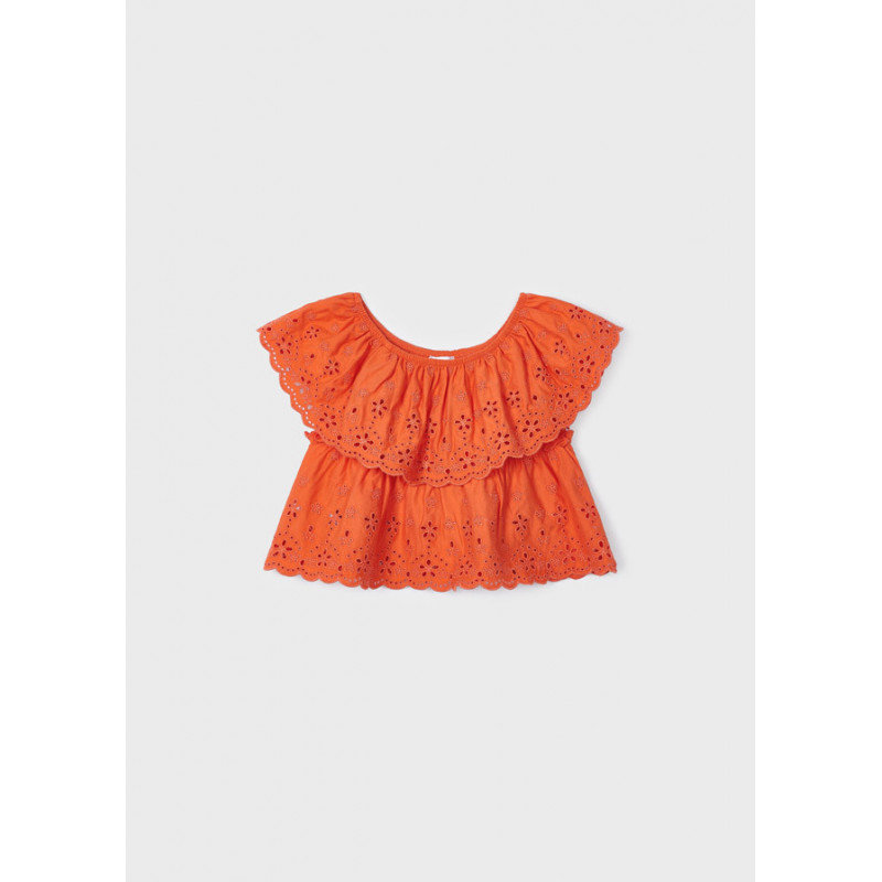 Mayoral 3145-32 Bluzka z haftem dziewczynka kolor pomarańcz