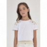 Mayoral 6050-33 Koszulka z haftem dziewczynka kolor biały