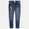 Mayoral 4545-85 Spodnie dla dziewczynki długie jeans z haftem kolor granat