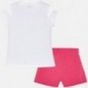 Mayoral 6220-36 Komplet dziewczęcy bluzka i szorty z cekinami kolor biały/fuksja