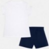 Mayoral 6220-38 Komplet dziewczęcy bluzka i szorty z cekinami kolor biały/granat