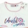 Boboli 235112-1111 Sukienka dla dziewczynki w pasy z koralikami kolor krem