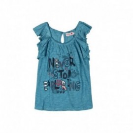 Boboli 475141-2411 Bluzka dziewczęca z naszywkami kolor niebieski