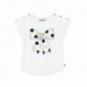 Boboli 725015-1100 Bluzka dziewczeca z nadrukiem i dżetami kolor biały
