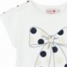 Boboli 725015-1100 Bluzka dziewczeca z nadrukiem i dżetami kolor biały