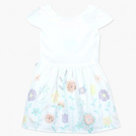 Boboli Satynowa sukienka dla dziewczynki biała 727219-1100