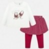 Komplet bluzka i leginsy ze spódnicą dla dziewczynki Mayoral 2748-85 Czerwony