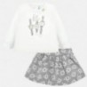 Komplet bluzka i spódnica żakardowa w kwiaty dla dziewczynki Mayoral 2935-28 Srebrny