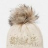 Komplet czapka i szalik z napisem dla dziewczynki Mayoral 10700-36 Piasek