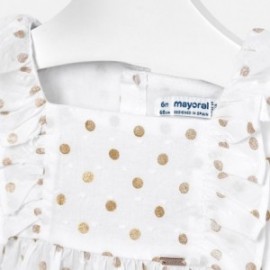 Mayoral 1110-84 Bluzka dziewczęca w groszki kolor biały