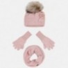 Komplet czapka komin rękawiczki dla dziewczynki Mayoral 10699-30 Nude