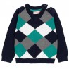 Sweter w serek w romby dla chłopca Boboli 718231-2440 granat