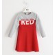 iDO Bawełniana sukienka sportowa dla dziewczynki K960-8016 szary/czerwony