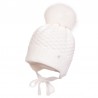 Jamiks ABRILA III czapka dla dziewczynki z pomponem wiązana biały