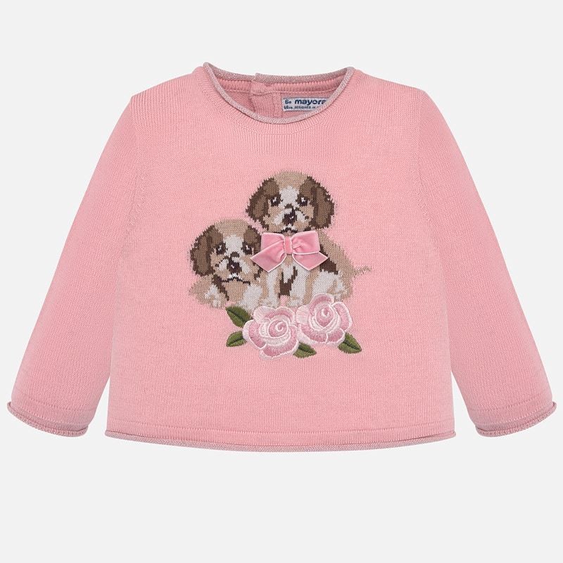 Sweter z haftem dla dziewczynki Mayoral 2312-65 różowy