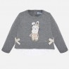 Sweter z haftem dla dziewczynki Mayoral 2314-39 szary