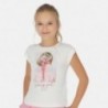 Koszulka z krótkim rękawem dziewczęca Mayoral 6002-77 Biel-różowy