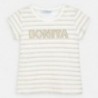 Koszulka bawełniana w paski dla dziewczynek Mayoral 3011-84 beż