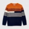 Sweter w paski chłopięcy Mayoral 4328-66 pomarańczowy/granat